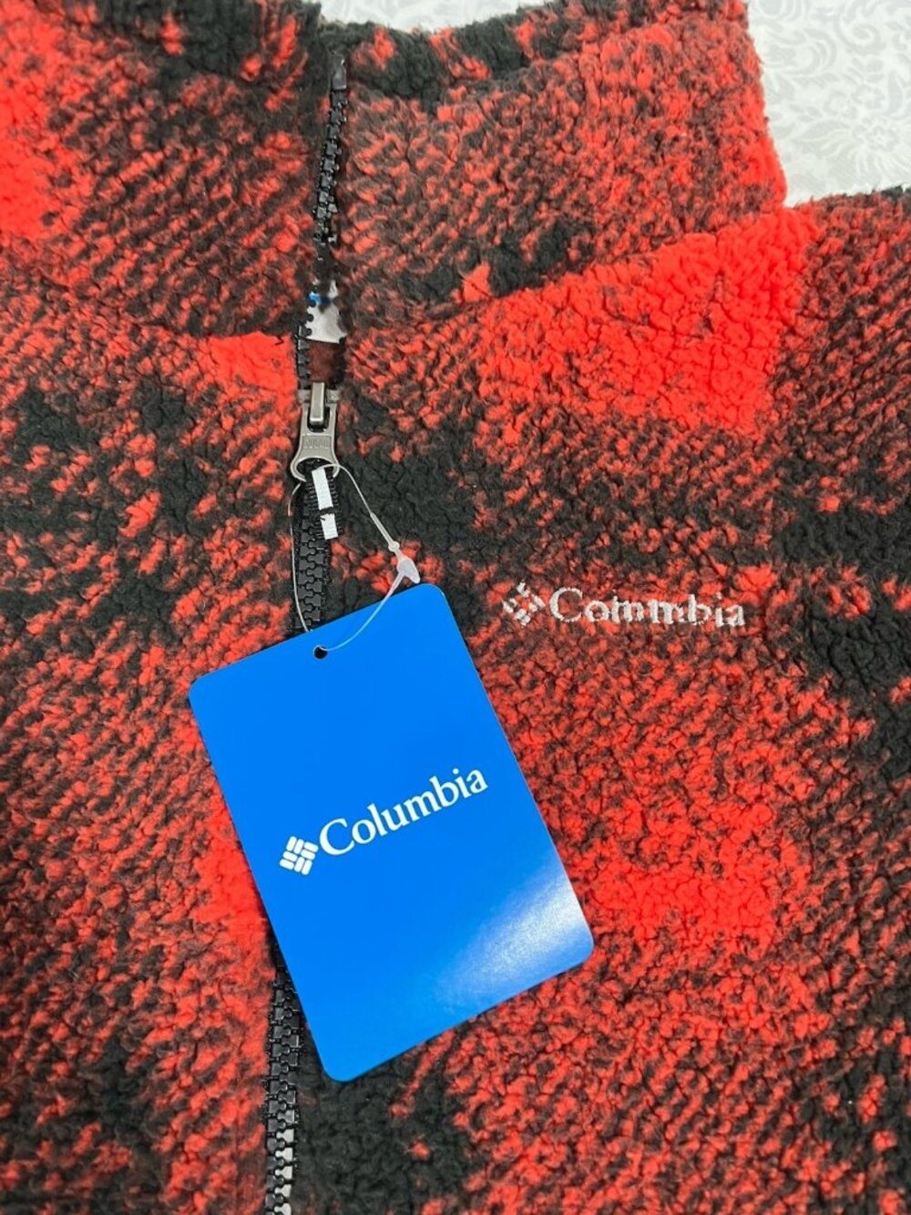 Columbia Youth Sherpa Fleece Jacket Red Black Full Zip NWT Size S Buffalo - Picture 2 of 11